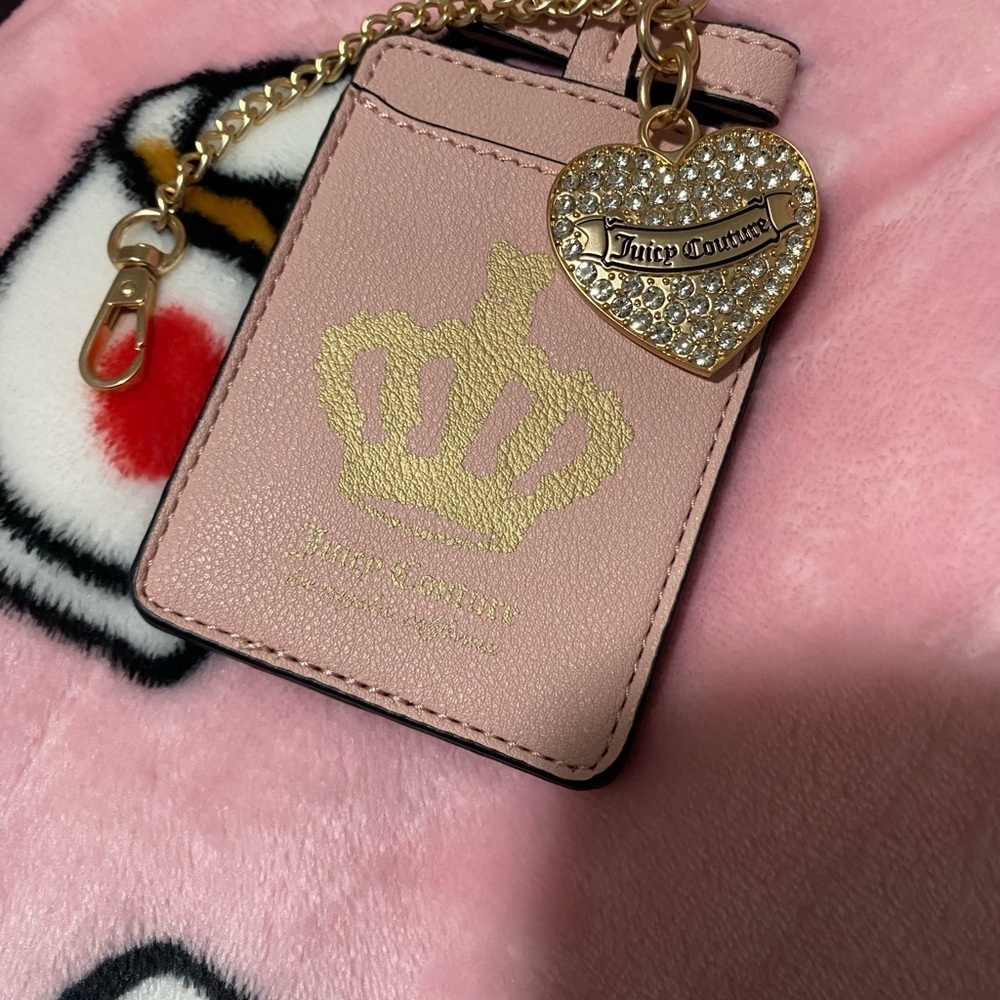 Juicy Couture Pink Card Holder with Gold Accents